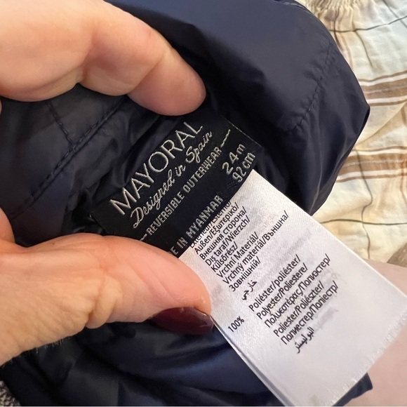 Mayoral Reversible Puffer Vest 24 Months Gray Blue Full Zip - Picture 4 of 4